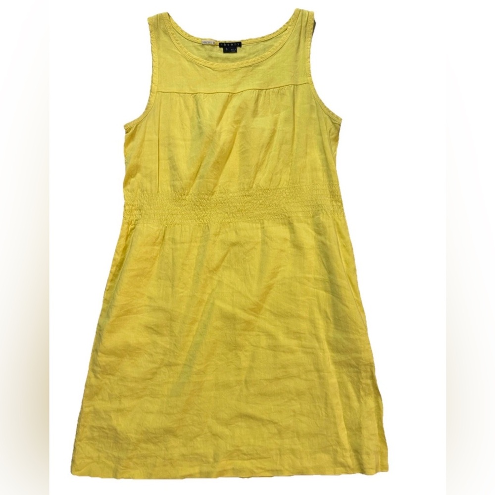 Theory Women's Yellow Linen Blend Mini Dress Size S
